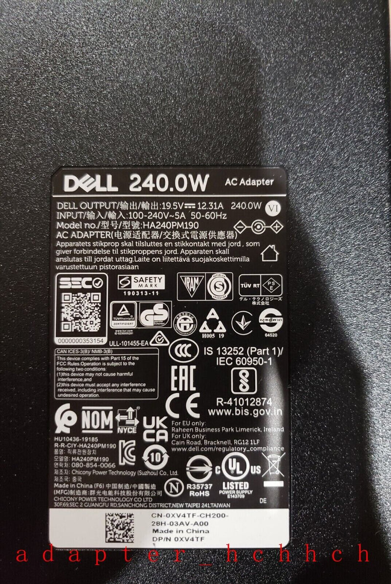 New Original Dell G15 Special Edition 5521 P105F007 HA240PM190 12.31A AC Adapter