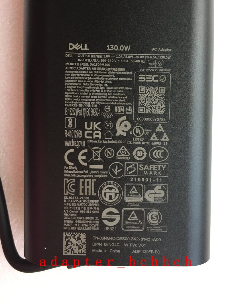 New Original Dell XPS 15 9530/i9-13900H DA130PM200 LA130PM200 130W AC/DC Adapter