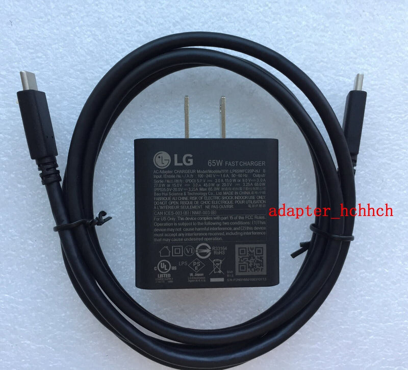New Original LG 65W Fast Charger&USB-C Cable for LG gram 15Z90R-P.AAB7U1 Laptop@