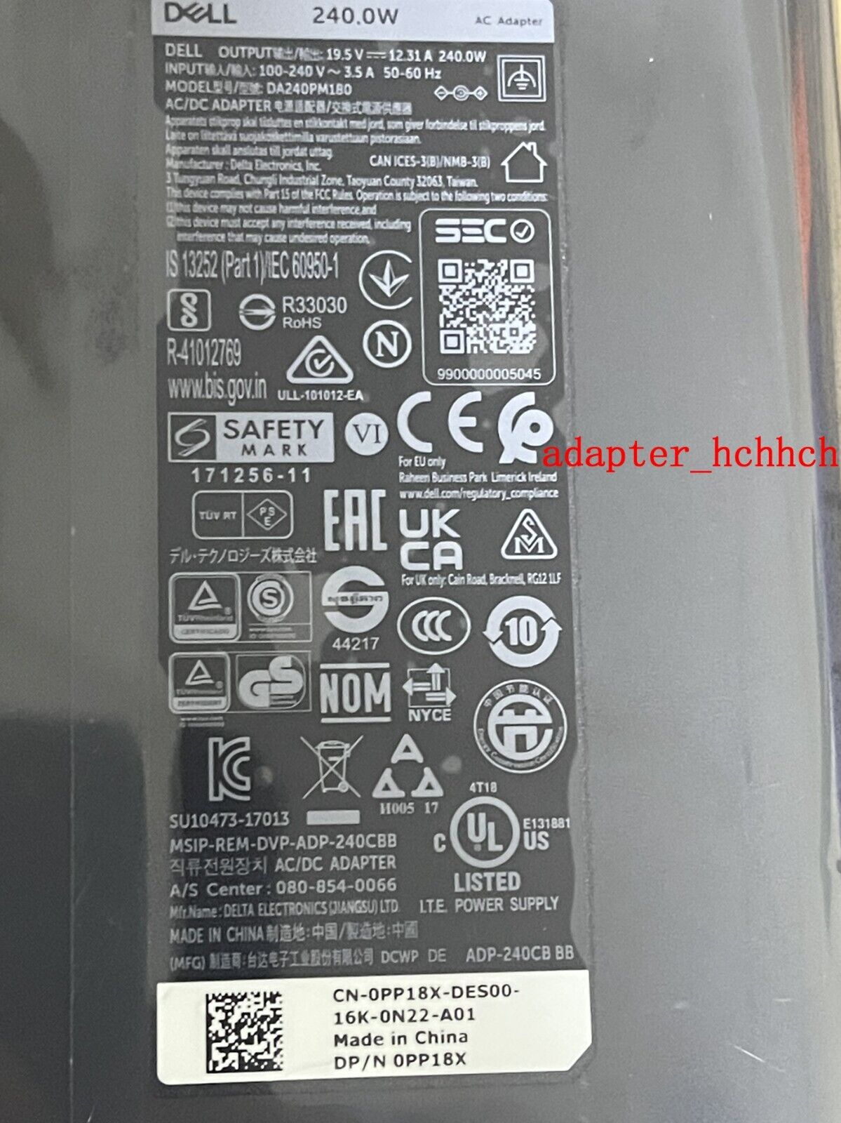 New Original Dell 19.5V 12.31A Adapter for Dell Precision 7750 DA240PM180 Laptop