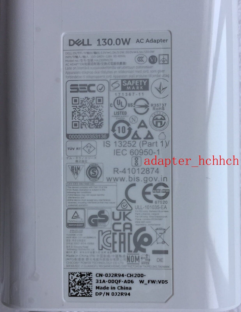 New Original Dell 130.0W USB-C Adapter for Dell XPS 15 9520 HA130PM170 Laptop