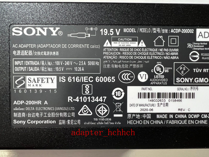 New Original Sony FW-75XE9001,FW-65XE9001,FW-55XE9001 ACDP-200D02 200W Adapter@@