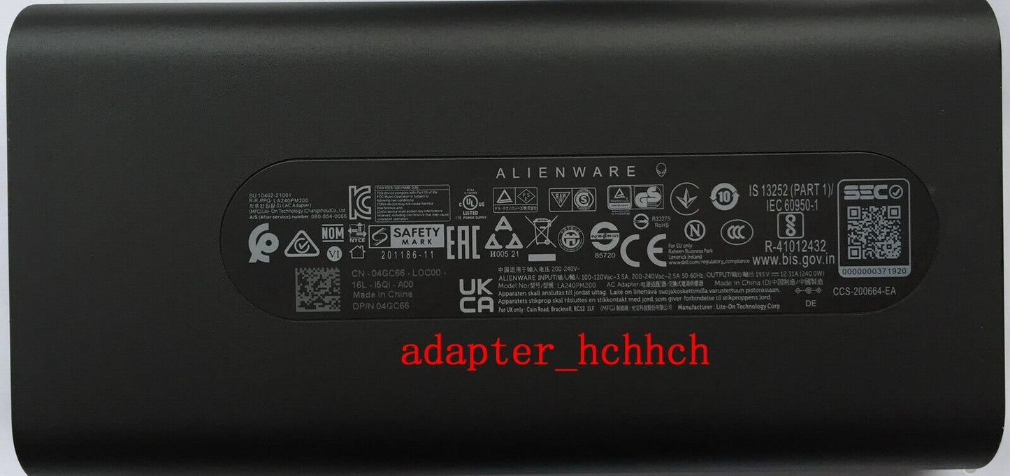 New Original Dell Alienware x15 R2 LA240PM200 19.5V 12.31A 240W AC Adapter&Cord@