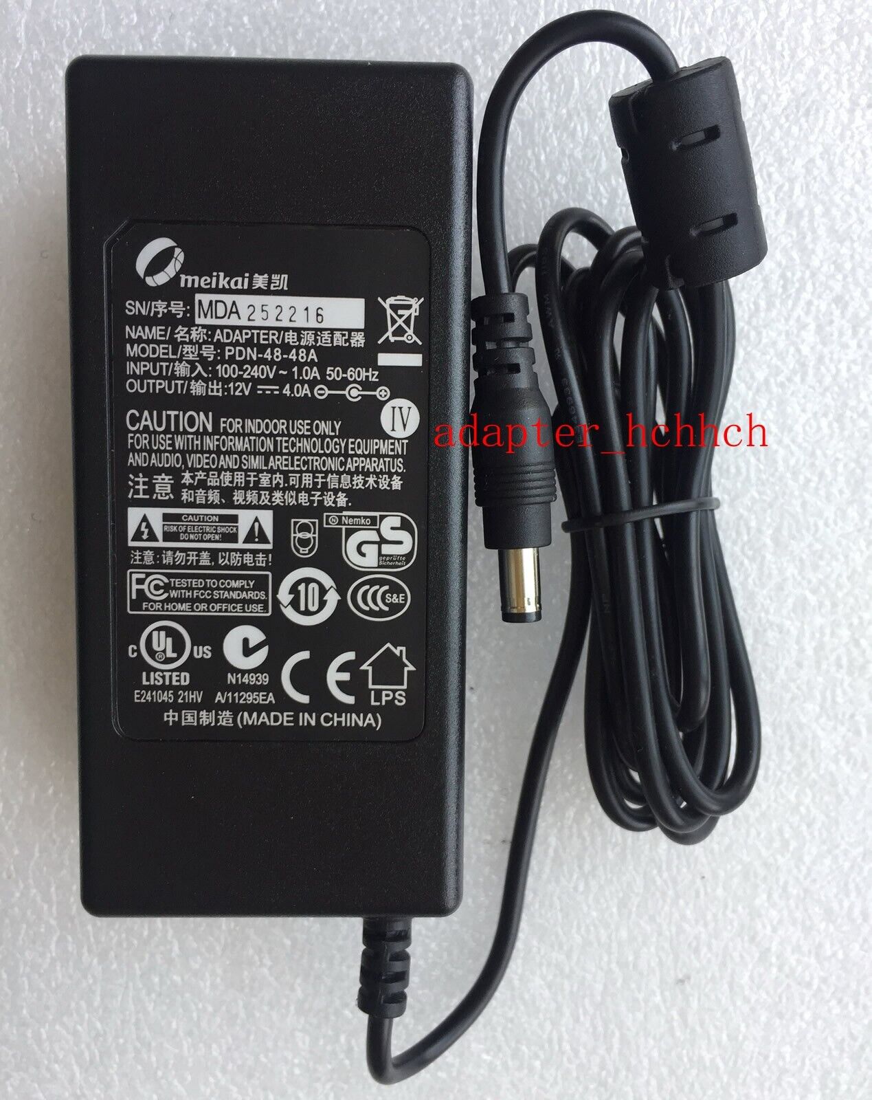New Original 12V 4A AC/DC Adapter for KeeTouch KOT-0190U-CA4P PCAP Touch Monitor