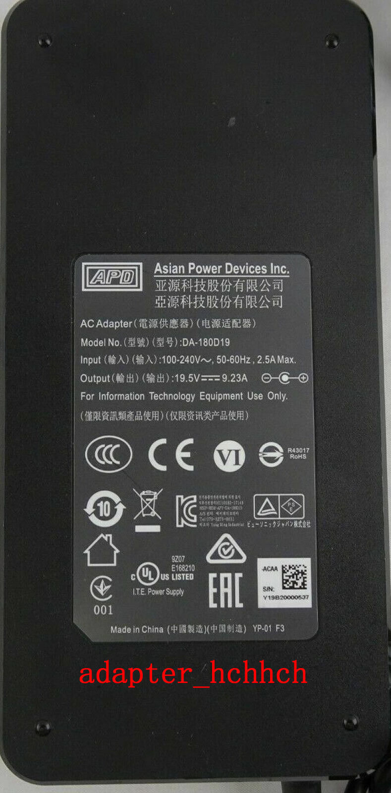 New Original APD 19.5V 9.23A Adapter for BenQ mobiuz ex2710u DA-180D19 Monitor@@