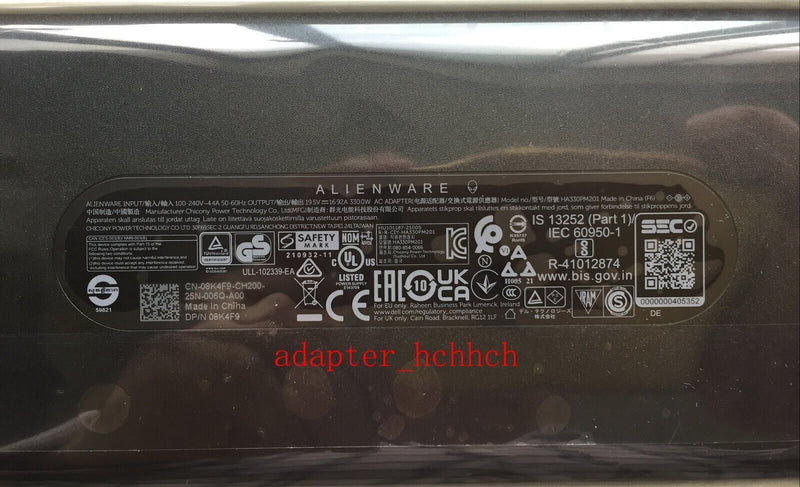 New Original Dell Alienware m18 R1/i9/RTX4090 HA330PM201 19.5V 16.92A AC Adapter