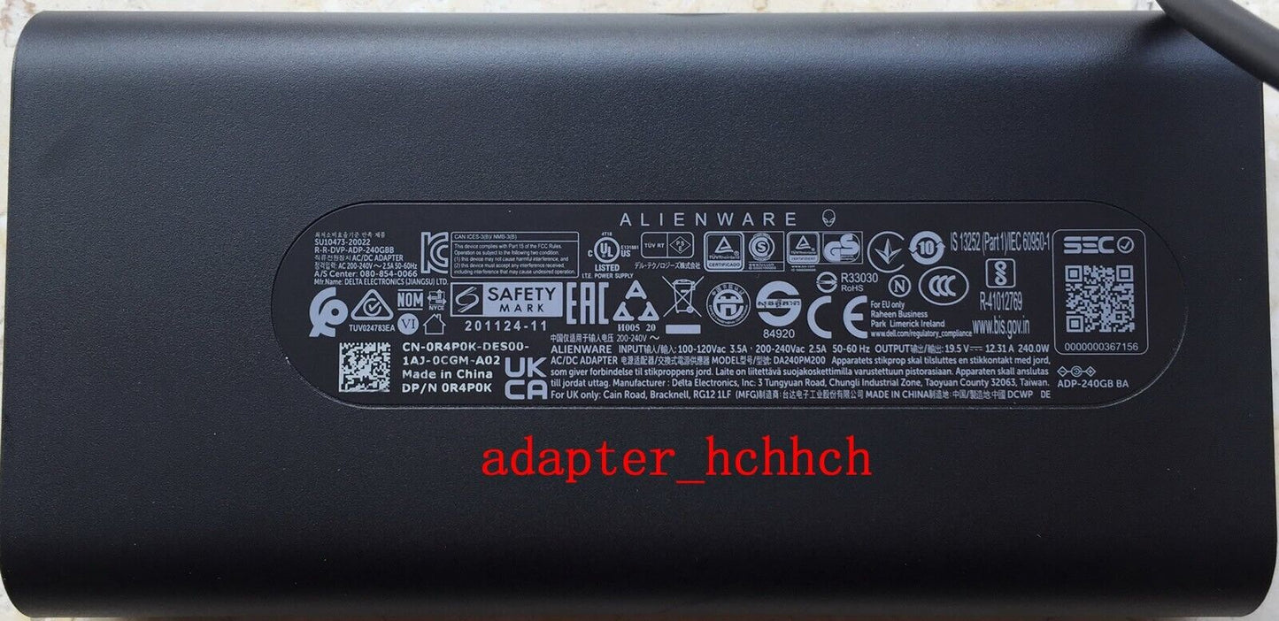 New Original Dell Alienware x15 AWX15R1-7456WHT-PUS DA240PM200 240W Adapter&Cord