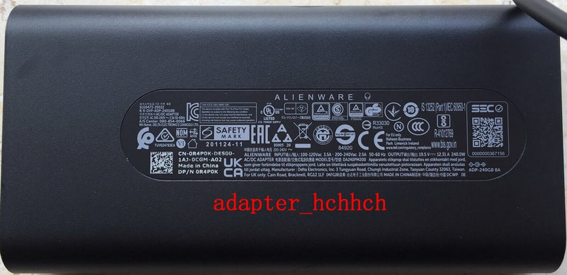 New Original Dell Alienware x15 AWX15R1-7456WHT-PUS DA240PM200 240W Adapter&Cord