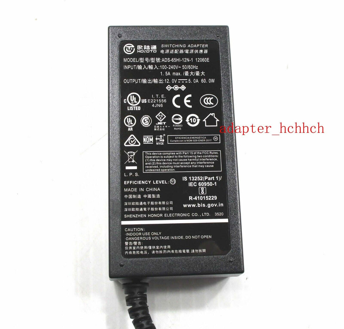 New Original Hoioto 12V 5A Adapter&Cord for Acer ED322Q/ED322QAd/ED322Qd Monitor