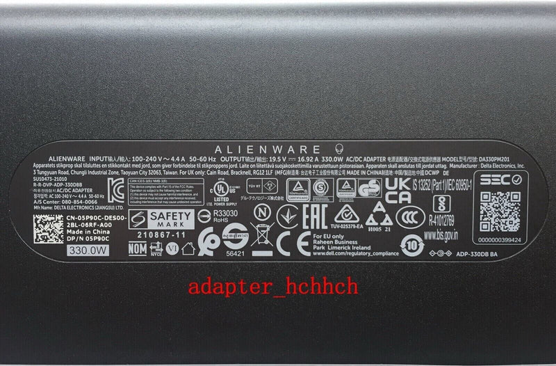 New Original OEM Dell Alienware m16 R1 DA330PM201 19.5V 16.92A 330W Adapter&Cord