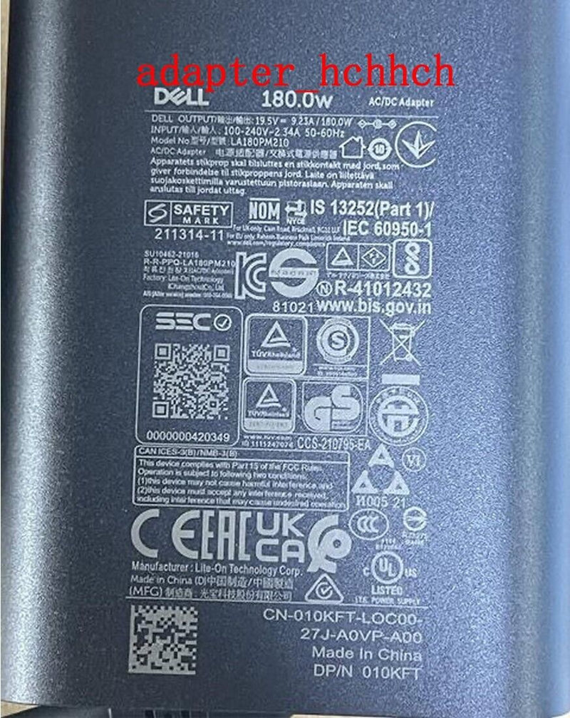 New Original Dell 180.0W Gan Adapter for Alienware x15/m15 HA180PM210 LA180PM210