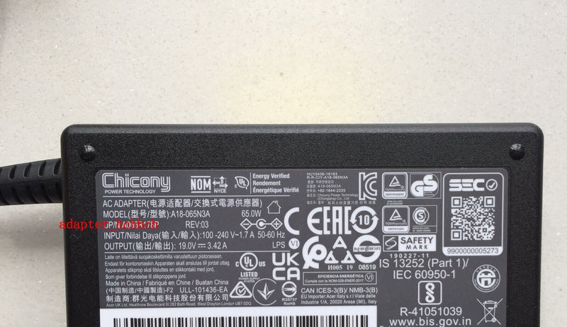 New Original LG Ultra PC 13U70Q Series A18-065N3A Chicony 65W AC/DC Adapter&Cord