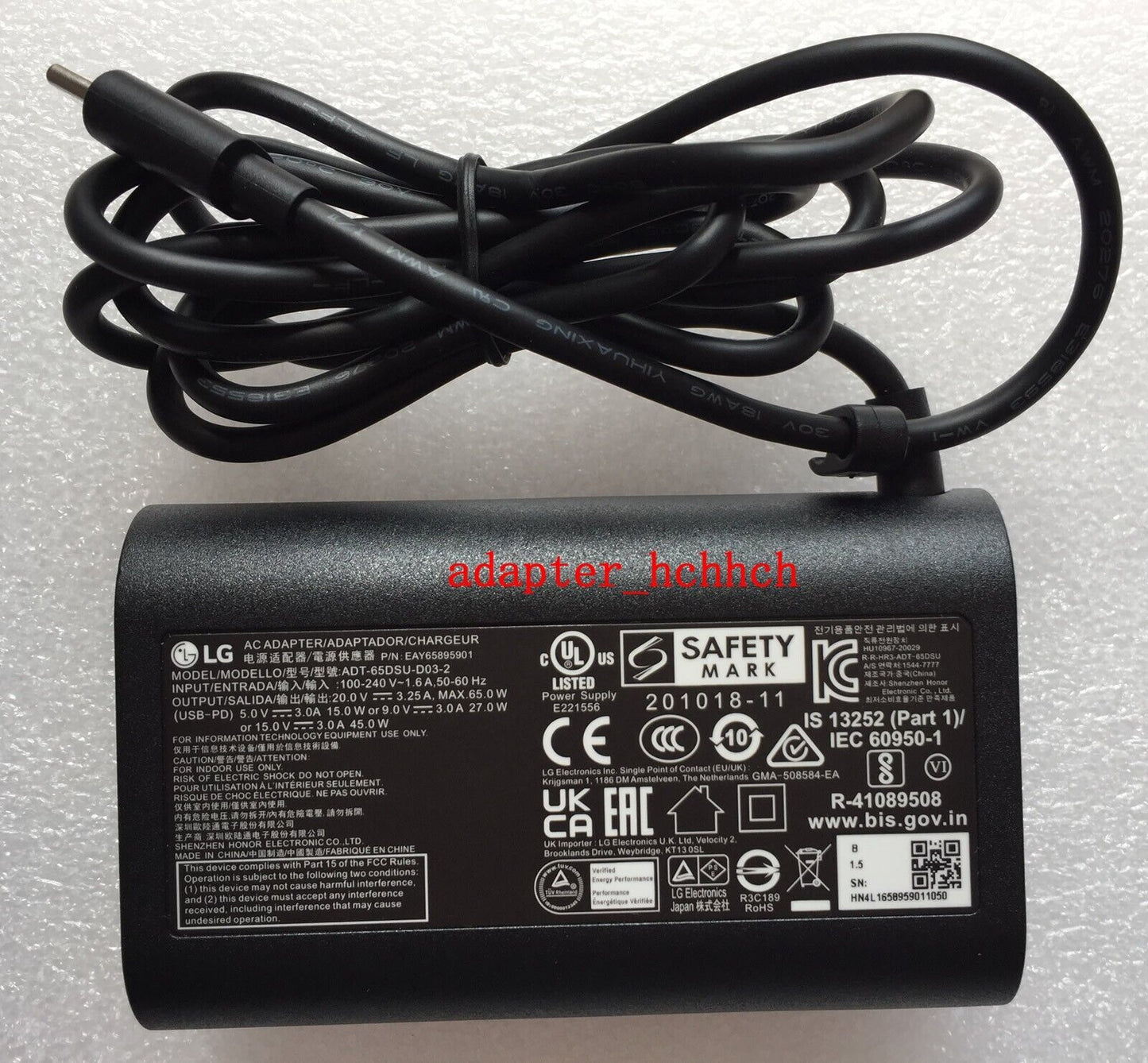 New Original OEM LG gram 16Z90Q-R.AAS8U1 ADT-65DSU-D03-2,EAY65895901 65W Adapter