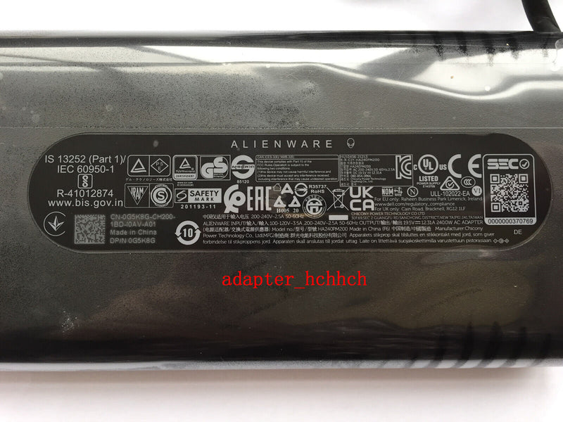 New Original Dell Alienware x15 R2 HA240PM200 19.5V 12.31A 240W AC Adapter&Cord@