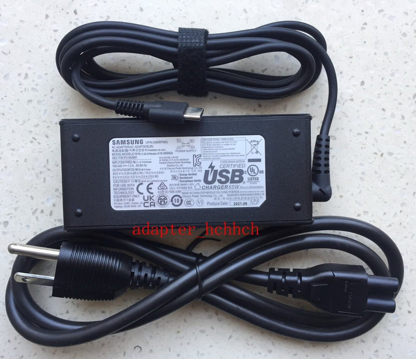New Original Samsung 65W USB-C Adapter&Cord for Galaxy Book 2 360 NP730QED-KA1US