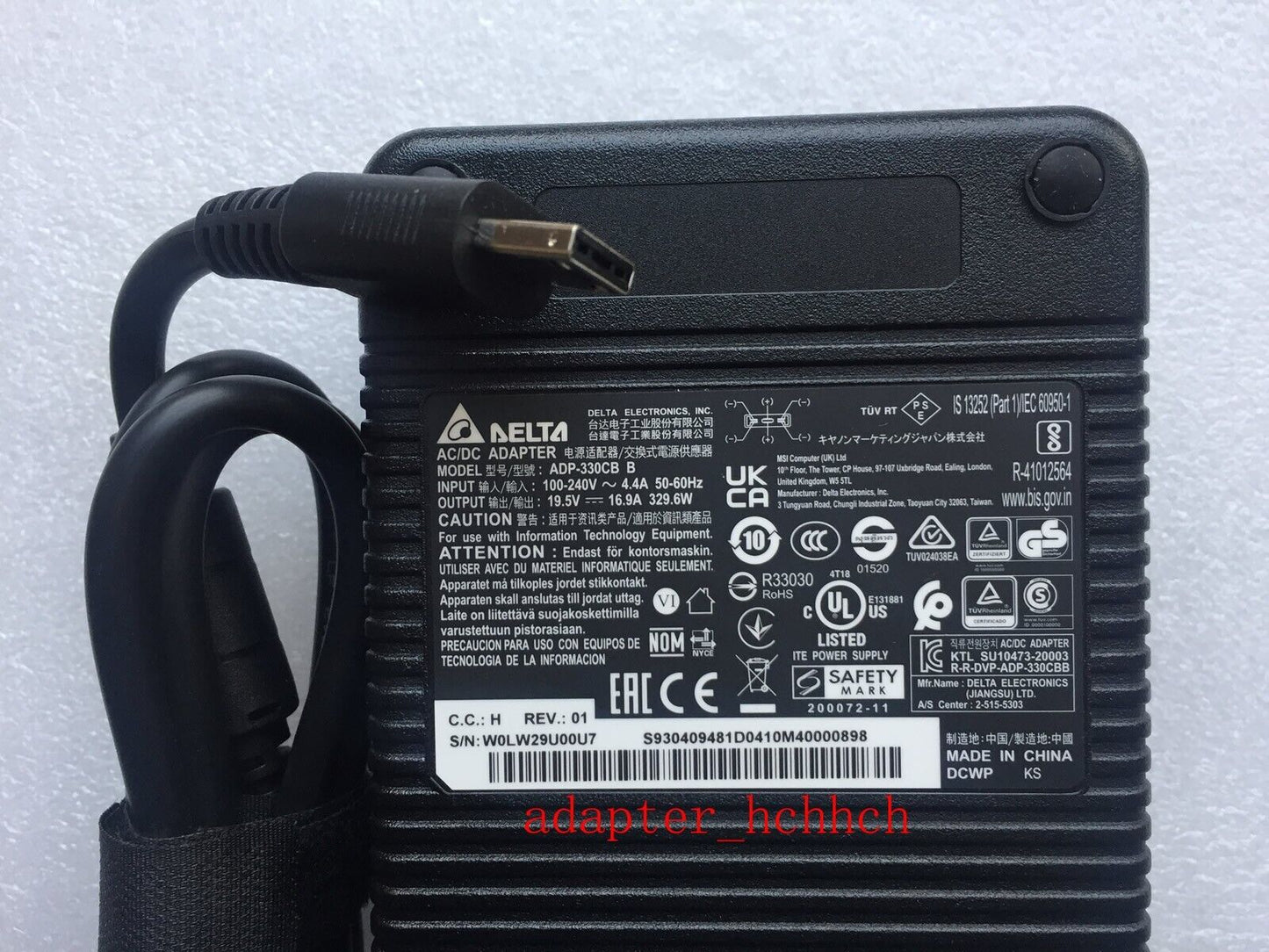 New Original MSI Raider GE67HX 12UH/i9/3080 ADP-330CB B 19.5V 16.9A Adapter&Cord