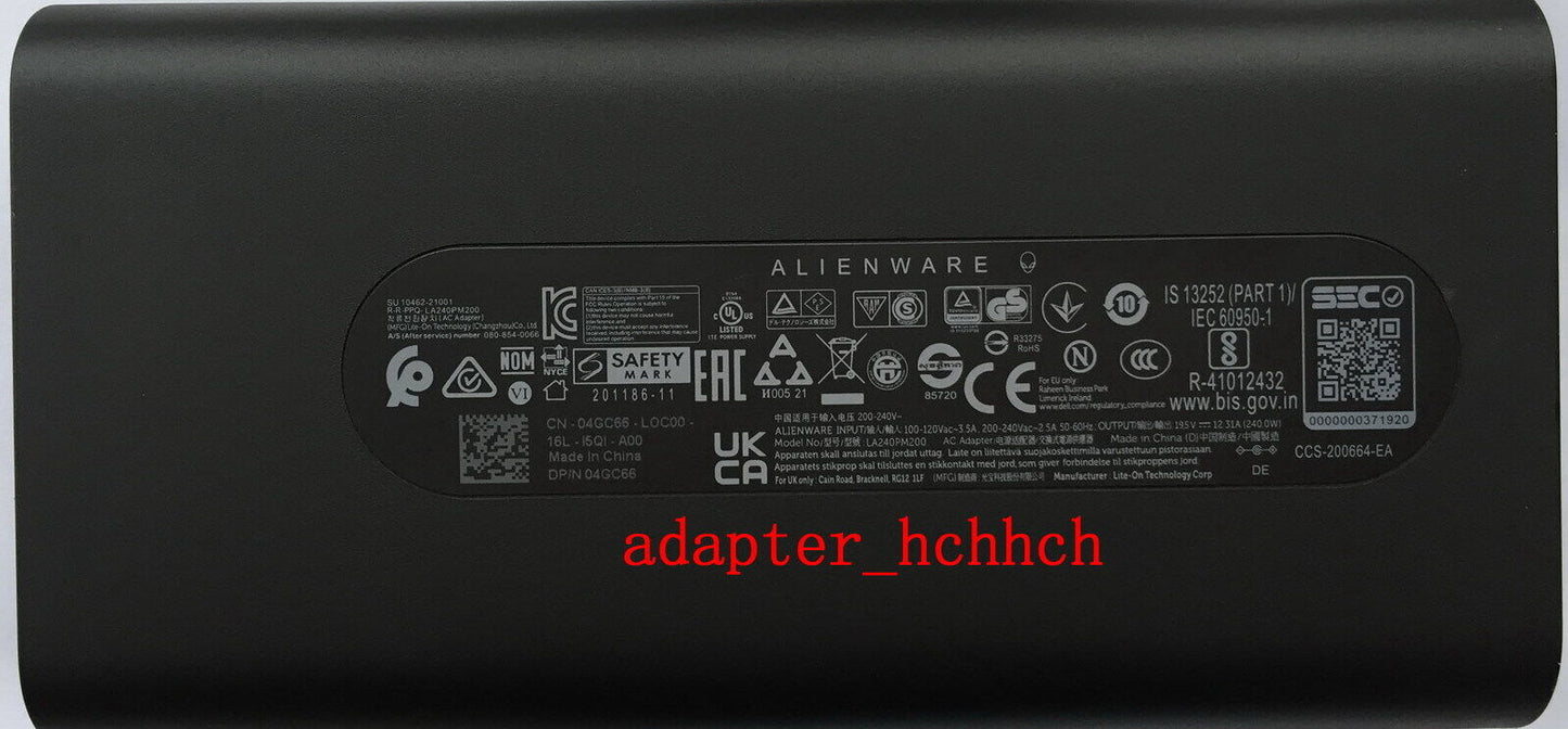 New Original Alienware 19.5V 12.31A Adapter&Cord for Alienware x15 R1 LA240PM200