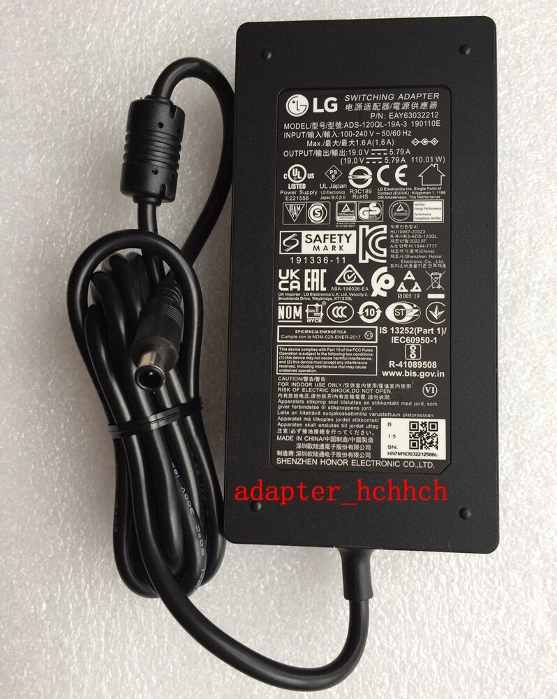 New Original LG 19V 5.79A Charger UltraGear 34GN850-B EAY63032212 Gaming Monitor