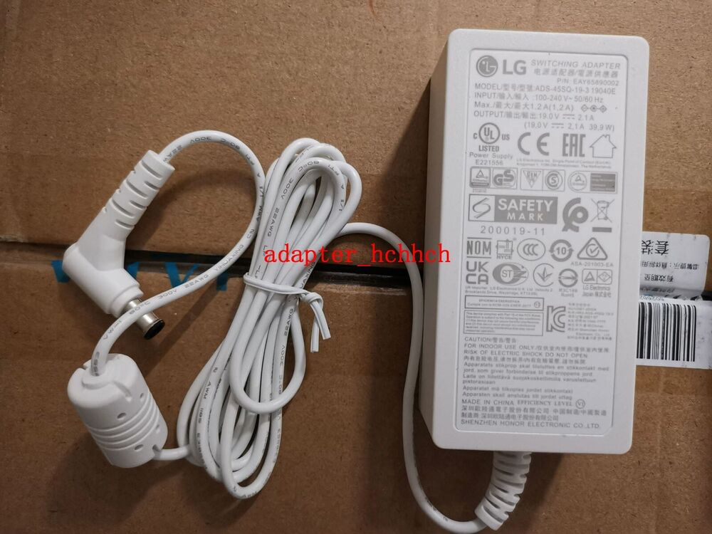 New Original LG 27UL500-W 27" 4k Monitor ADS-45SQ-19-3 19040E AC/DC Adapter&Cord