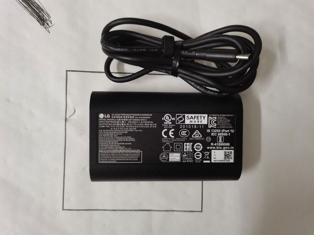OEM 20V 3.25A 65W USB-C EAY65895901 For LG Gram 16T90P-AAE7U1 i7-1165G7 Original