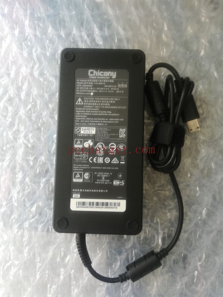 New Original MSI GE76 Raider 10UH-453 A18-280P1A Chicony 280W 20V 14A AC Adapter