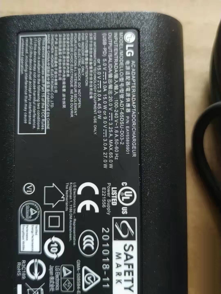 New Original OEM LG gram 16T90P-K.AAB7U1 ADT-65DSU-D03-2 65W USB-C AC/DC Adapter