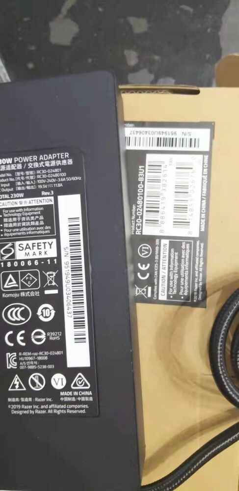 New Original Razer 230W AC Adapter for Razer Blade 15-UHD 144Hz i9-12900H Laptop