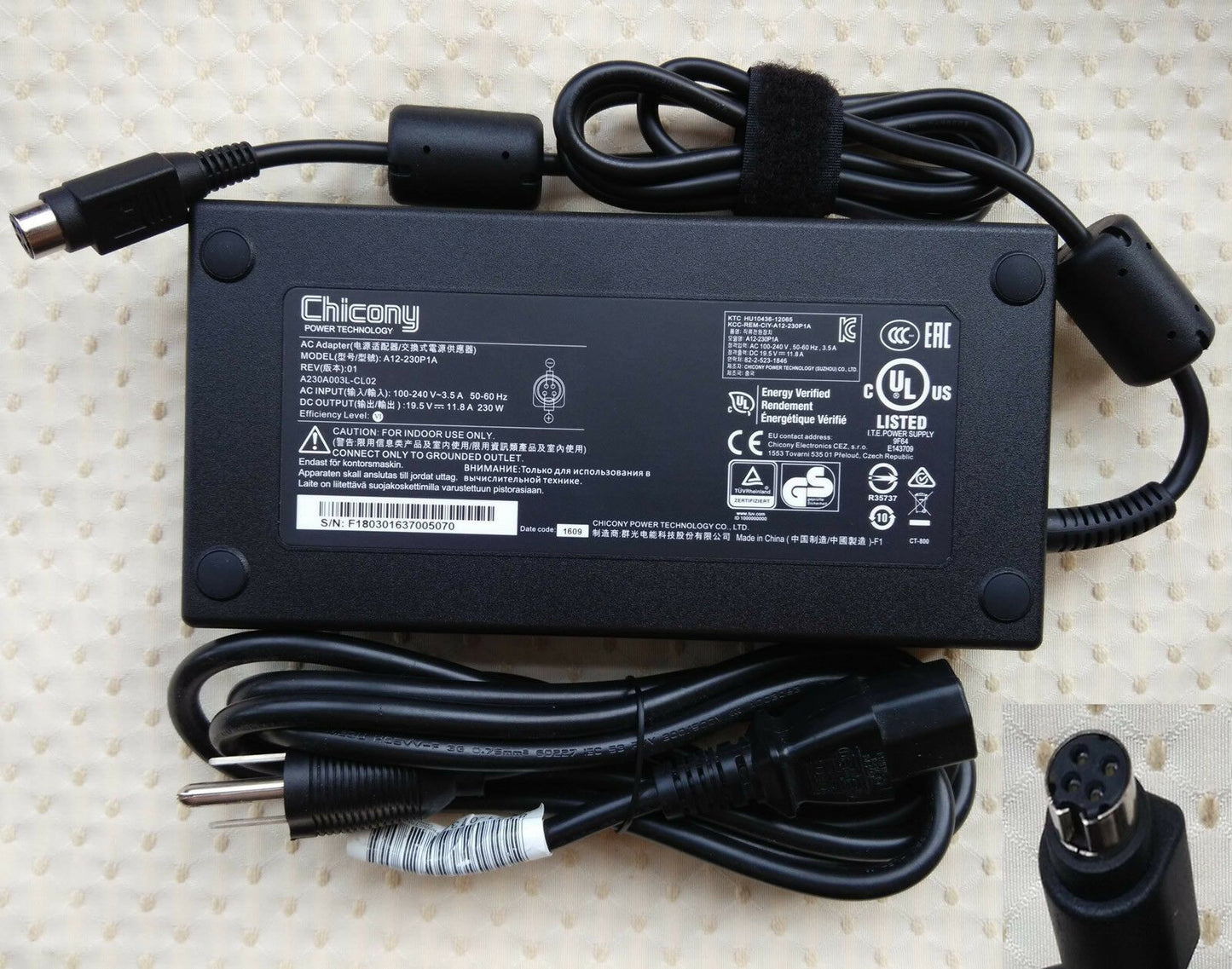 @Original Chicony AC Adapter for MSI GT62VR 6RE (Dominator Pro)-073US,A12-230P1A