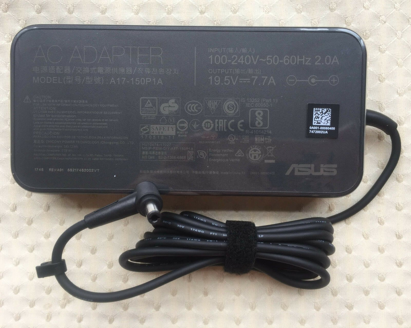 @Original ASUS ROG Strix GL703GE-IL74,A17-150P1A 150W 19.5V 7.7A AC Adapter&Cord