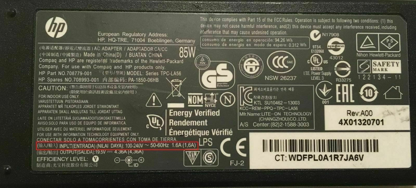 Original HP 85W 19.5V AC Adapter for HP T730,708993-001,750347-001 Thin Client