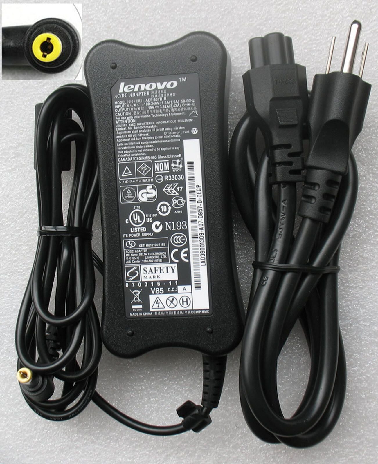 New Original OEM Lenovo 65W Cord/Charger ThinkCentre M72e/M92/M92P Tiny Desktop