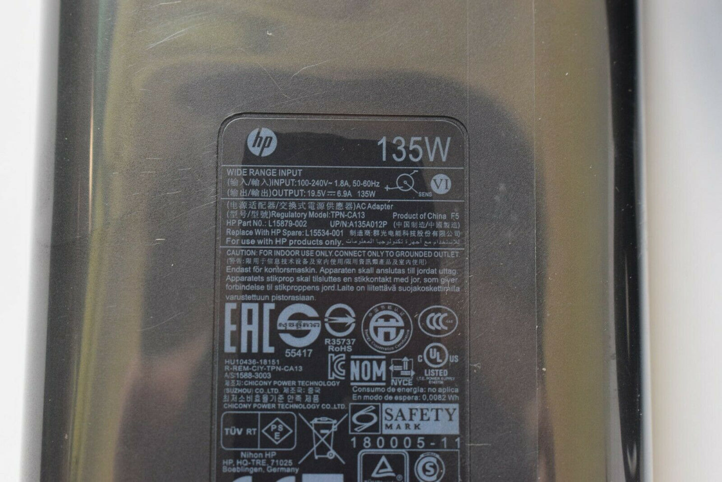 New Original HP Pavilion 15-DK0068WM PC,TPN-CA13 L15534-001 135W AC Adapter&Cord