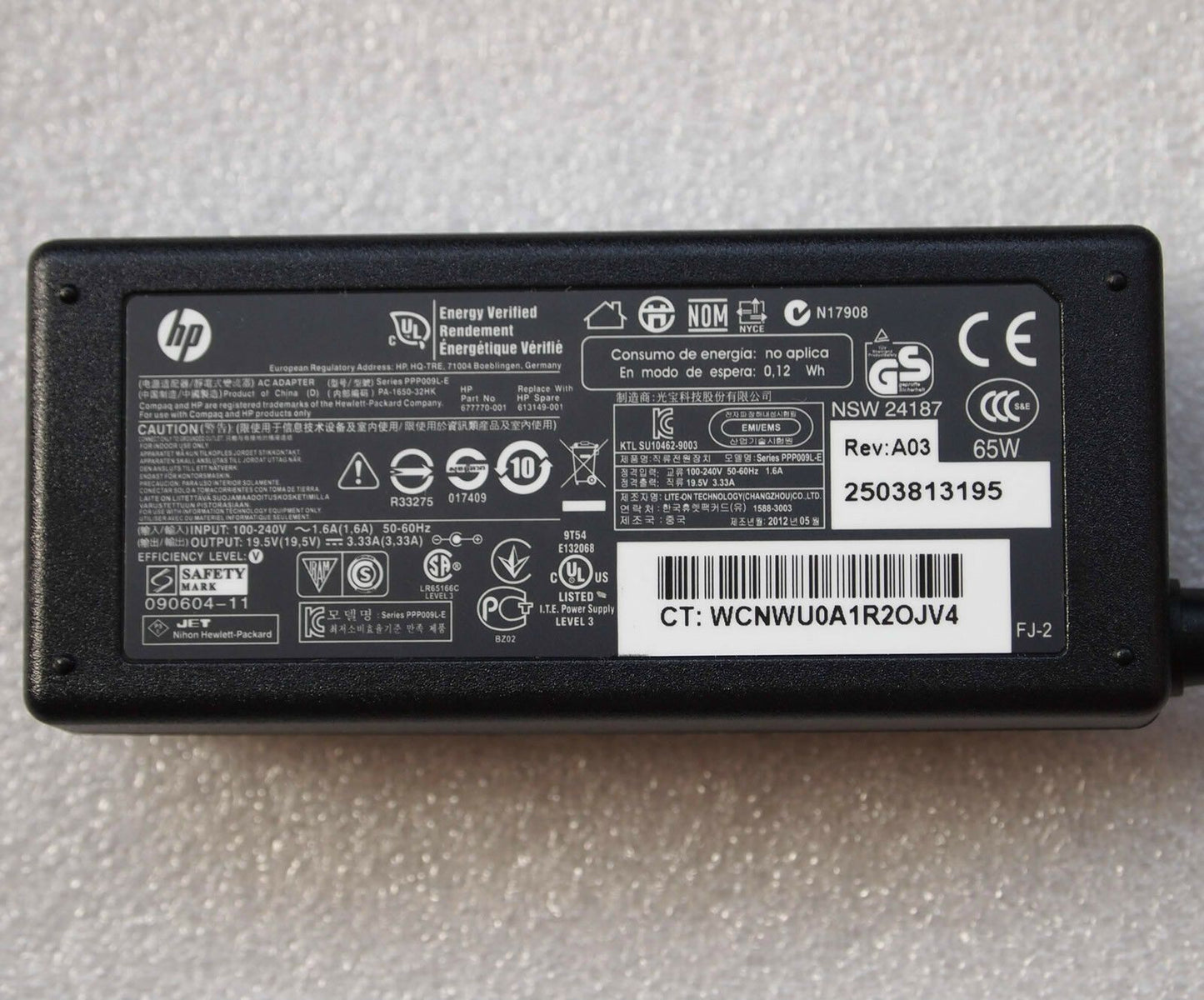 Original 65W AC Adapter Fr HP Pavilion Sleekbook 14-b010us Ultraportable Laptop