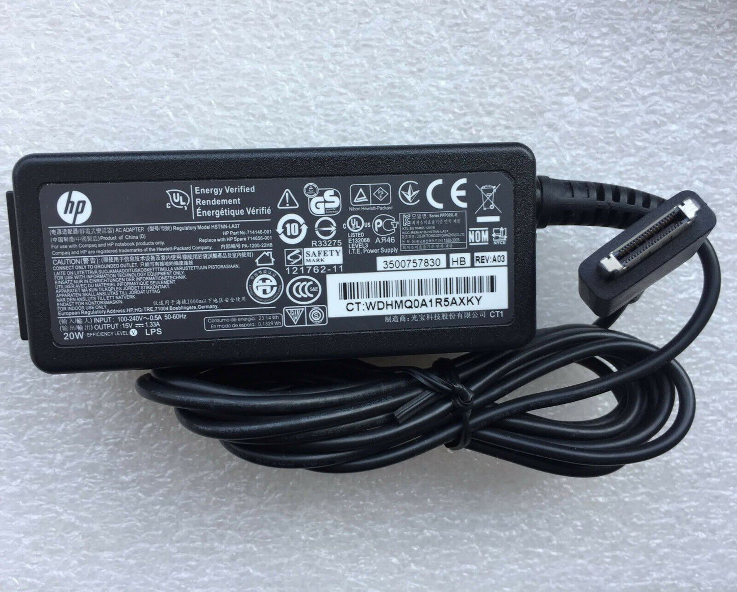 New Original HP 15V 1.33A 20W AC Adapter for HP ENVY X2 11-G011NR,714656-001 PC