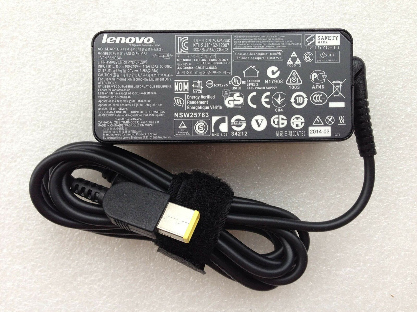 Original Genuine OEM Lenovo 45W 20V 2.25A Cord/Charger IdeaPad S410P 59390707 PC
