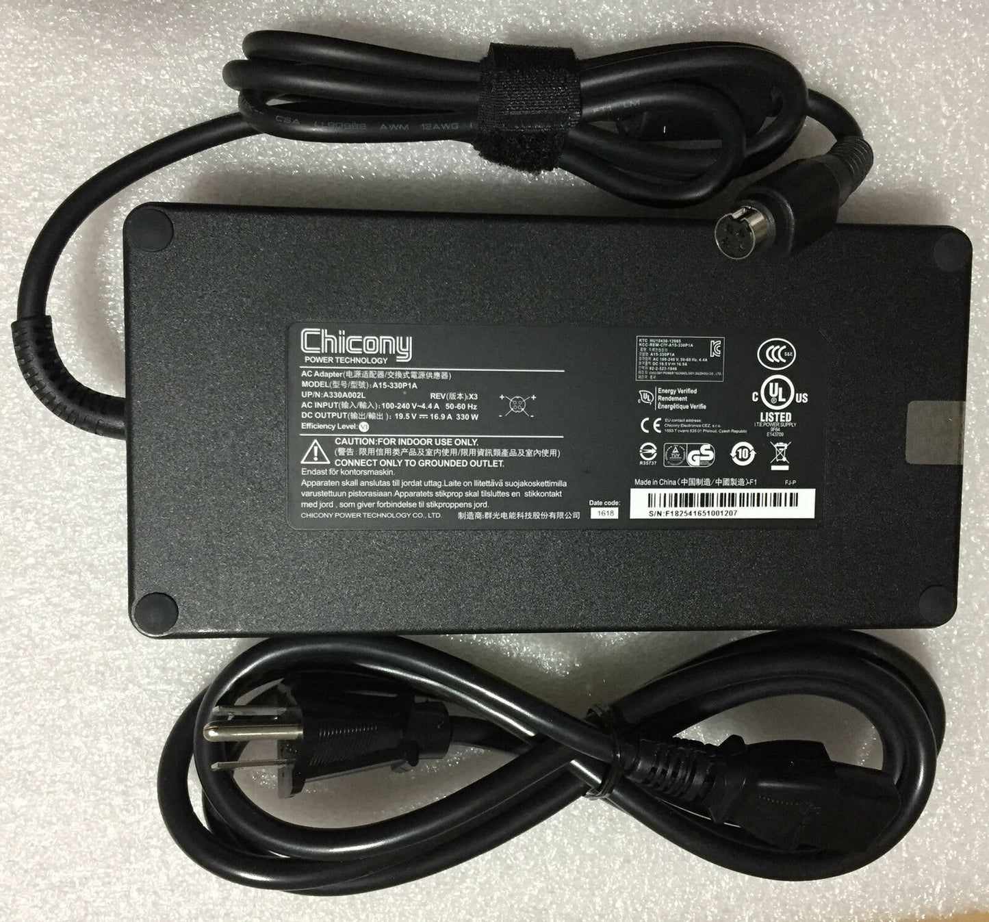 @New Original OEM Chicony 19.5V 16.9A 330Watt AC Adapter for Sager NP9175 Laptop
