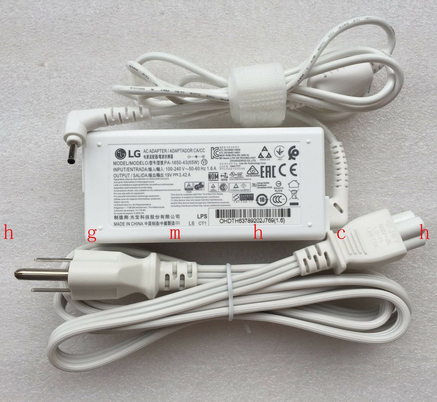 @New Original OEM LG 65W 19V AC Adapter&Cord for LG gram 13Z980-GA50K Ultra book