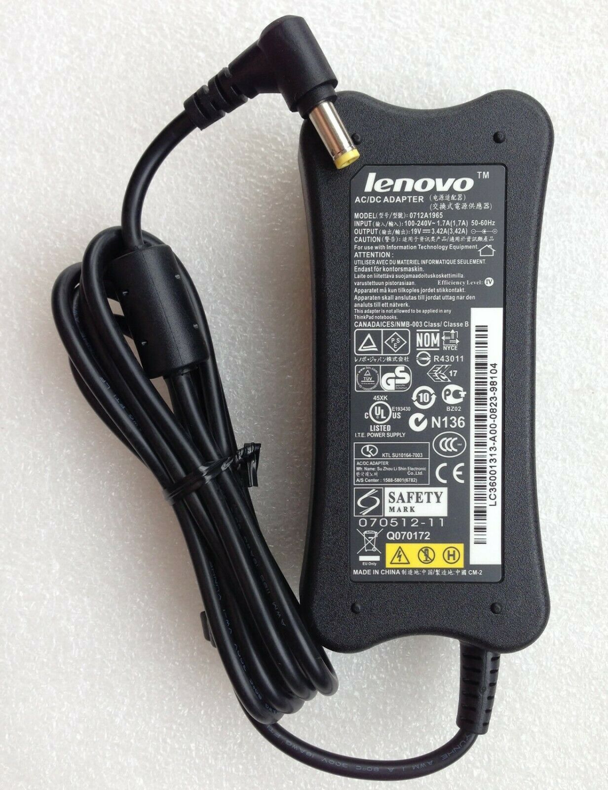New Original 65W AC Power Adapter+Cord Lenovo PA-1650-52LC,0712A1965,ADP-65YB B