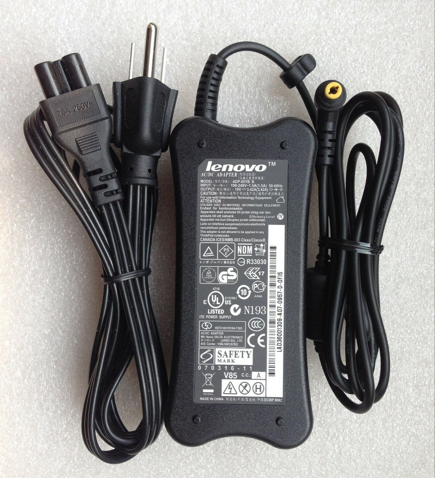 Original Genuine 65W AC Power Adapter Charger Cord for Lenovo G550 Y550 Laptop