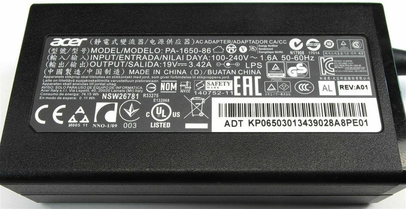 Original OEM Acer 65W AC/DC Adapter for Acer Spin 5 SP515-51N-51GH 2-in-1 Laptop