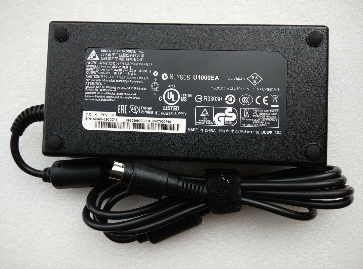 Original OEM Clevo Delta 230W AC Adapter for Clevo P751ZM,P751ZM-G Gaming Laptop
