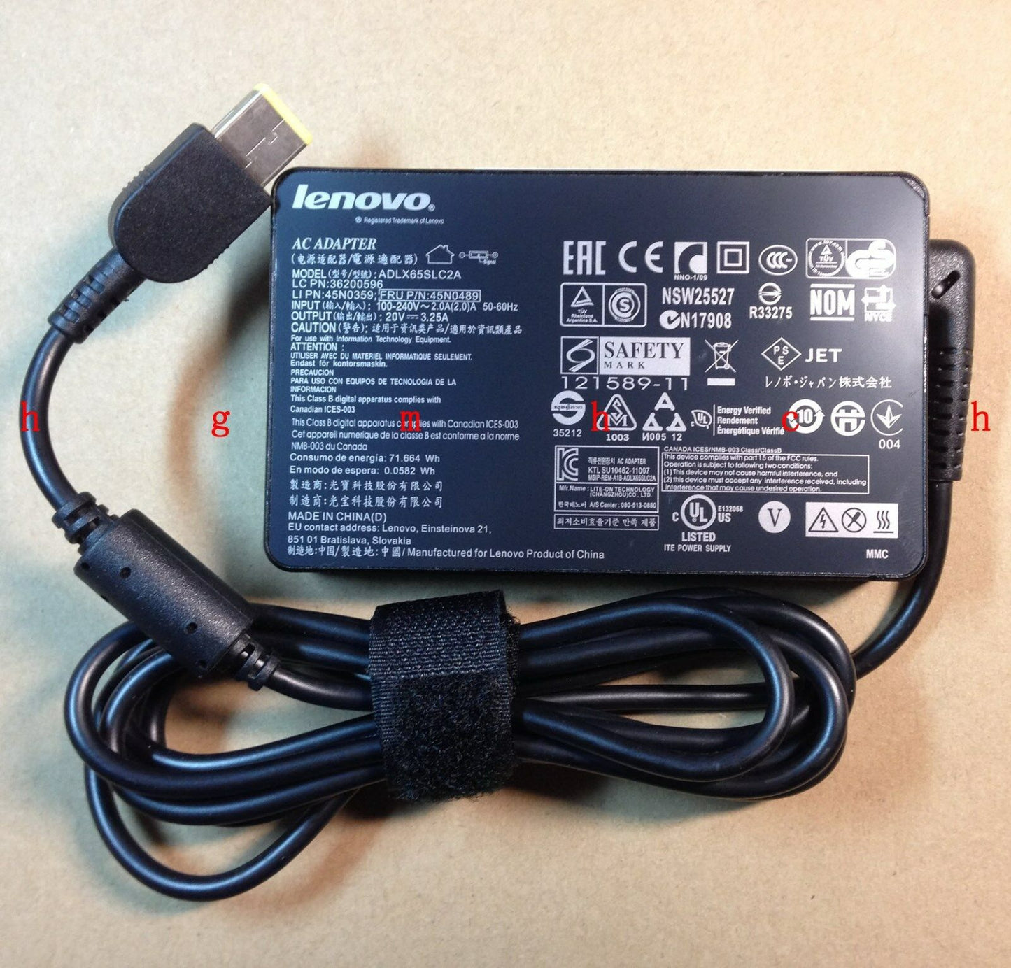 Original OEM Lenovo 65W AC Adapter for Thinkpad X1 Carbon 2,20A7S03400 Ultrabook