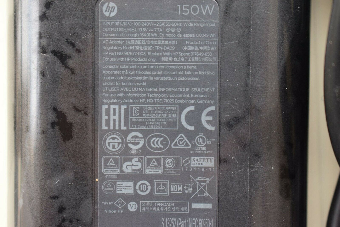 Original HP 150W AC Adapter for HP OMEN LAPTOP 15-DC0010CA,917649-850,917677-003