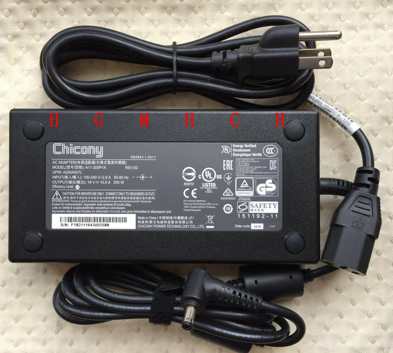 New Original OEM Chicony 200W AC Adapter for Clevo P651HP3-G,A11-200P1A Notebook