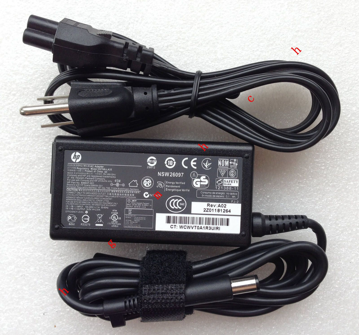 Original OEM HP 45W Smart AC Adapter+Cord for HP ProBook 430 G1,G4U15UA Notebook