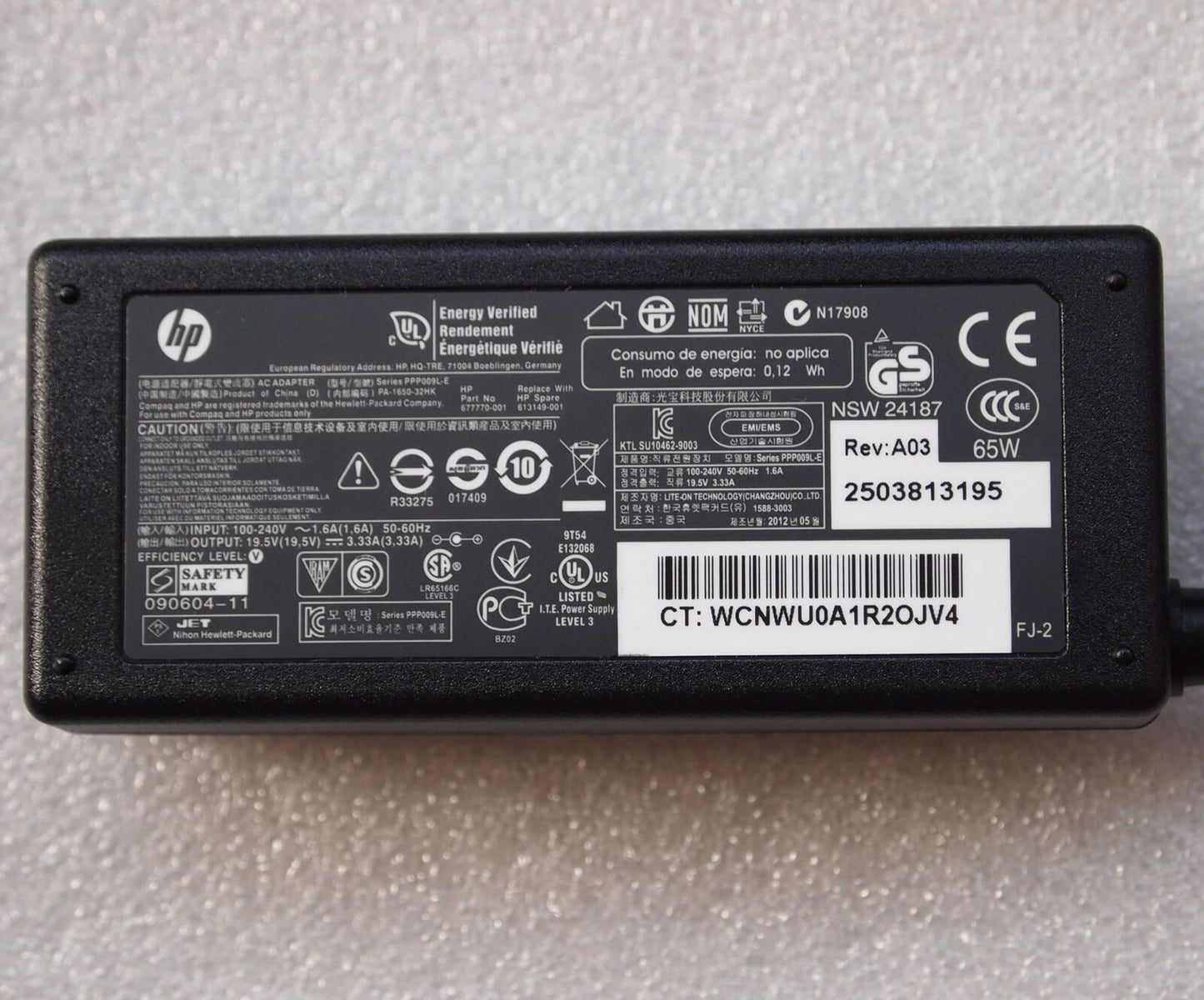*Original Genuine OEM HP 65W AC Adapter for HP Folio 13-2000 Series Ultrabook PC
