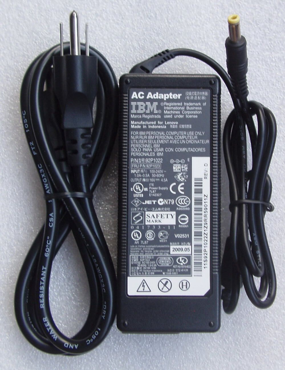 Original OEM AC Power Supply Charger/Cord for IBM ThinkPad T20/T21/T22/T43/T43P