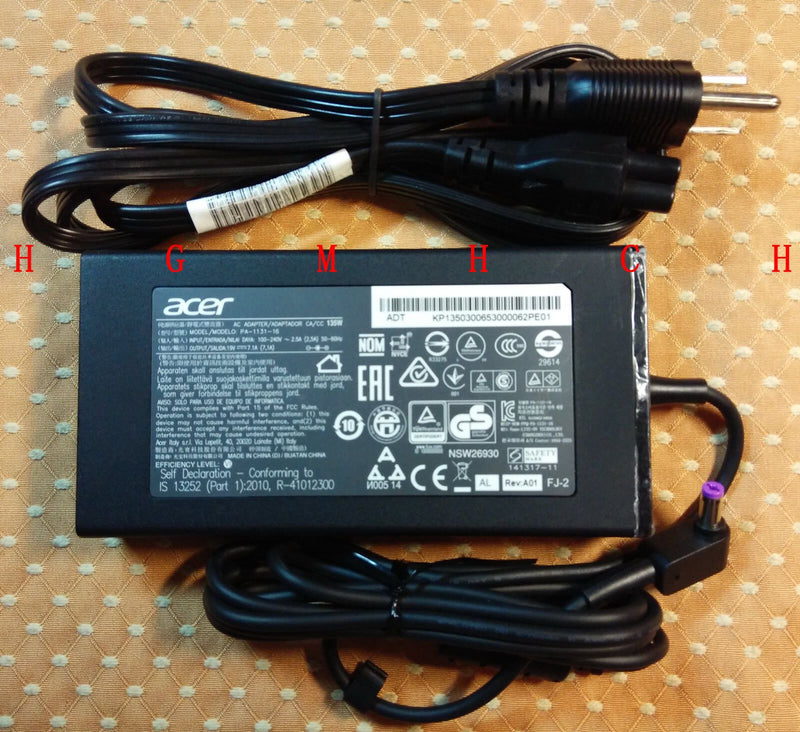 New Original OEM Acer 135W 19V 7.1A Cord/Charger Aspire Nitro 5 AN515-51-78C6 PC