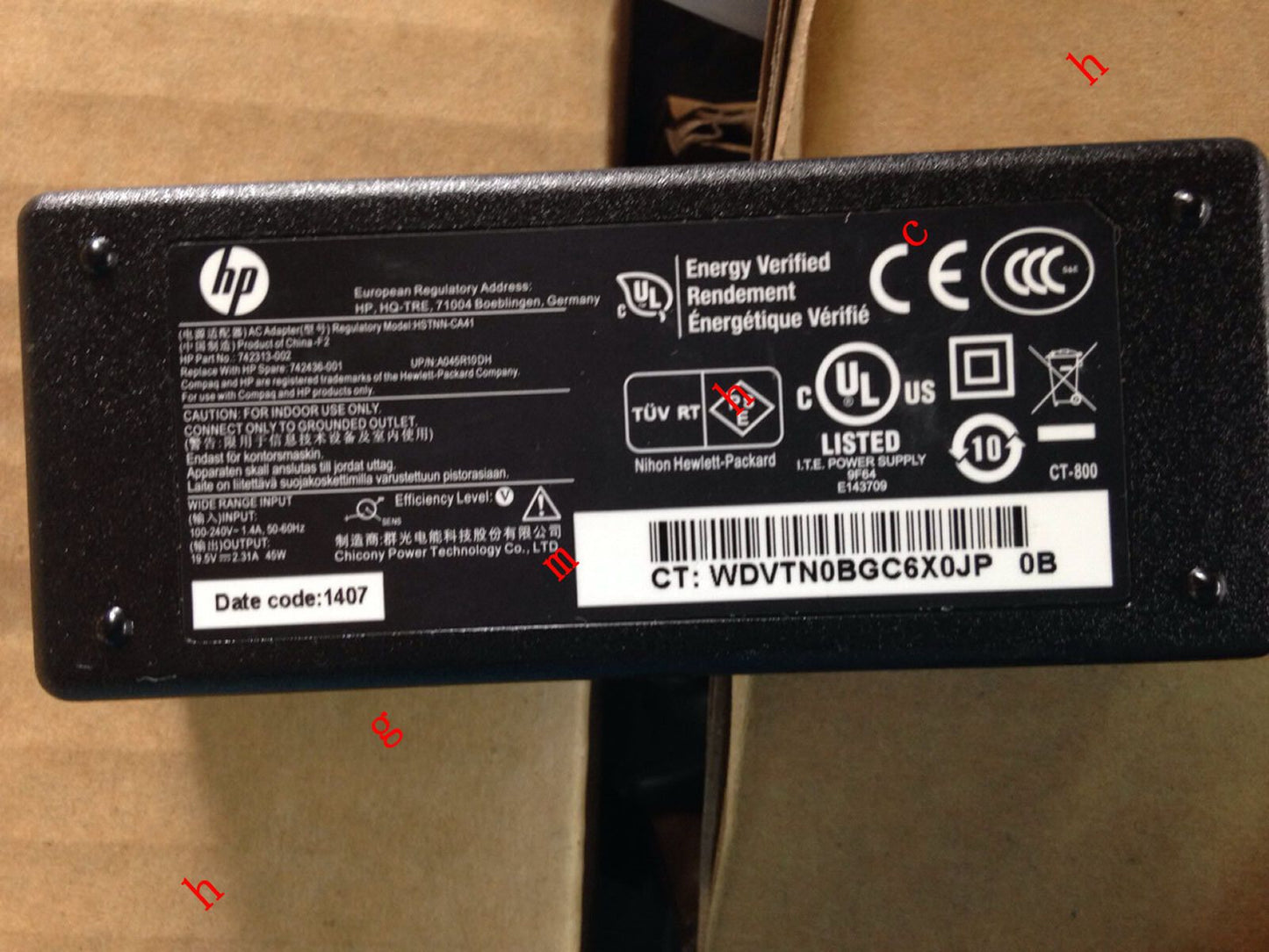 @Original HP 19V 2.31A AC Adapter for HP Pro x2 612 G1/K4K82UA,742436-001 Tablet