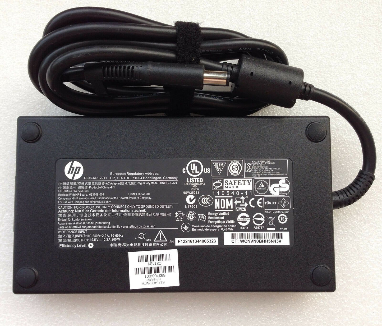 @OEM HP 200W Slim Smart AC Adapter for HP ZBook 17 G2/K4K39UT Mobile Workstation